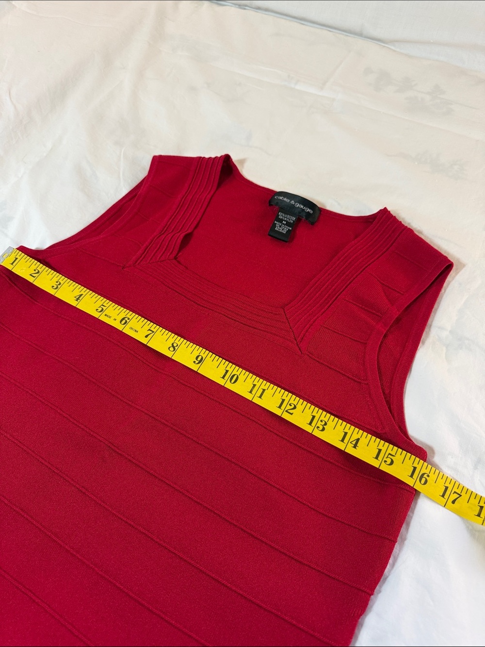 Cable & Gauge Red Ribbed Square-Neck Knit Tank - Picture 3 of 5